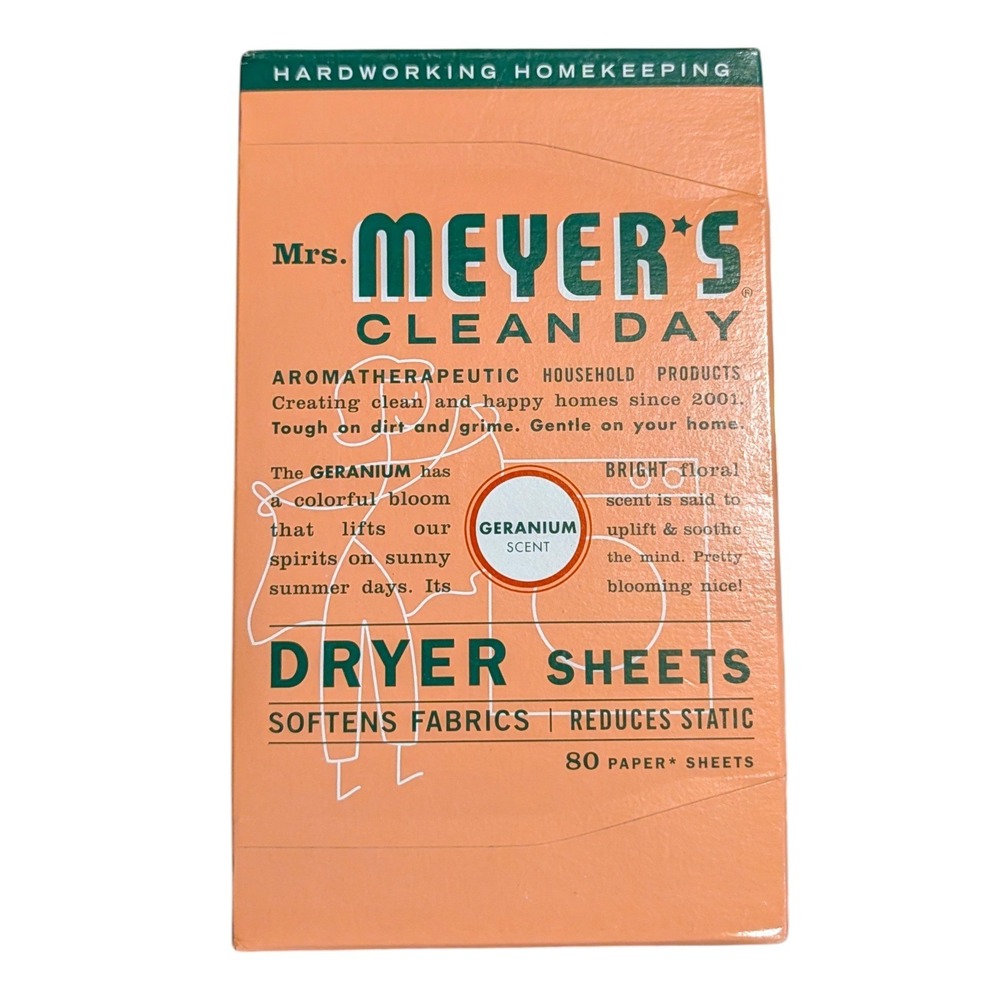 Mrs. Meyer's‎ Clean Day Dryer Sheets Geranium Scent 80 Count Laundry Softener